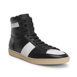 Saint Laurent court classic Leather high-top sneakers, black and white size 11.5